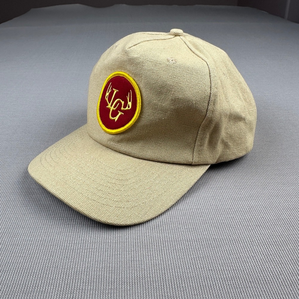 Seager Co Mens Hemp Snapback Hat Tan Deer Antler Patch 5 Panel Cap Adjustable